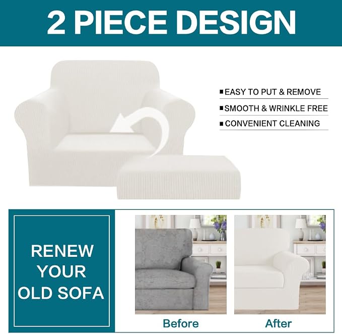 Turquoize 2 Piece Chair Covers Armchair Slipcovers - Image 4