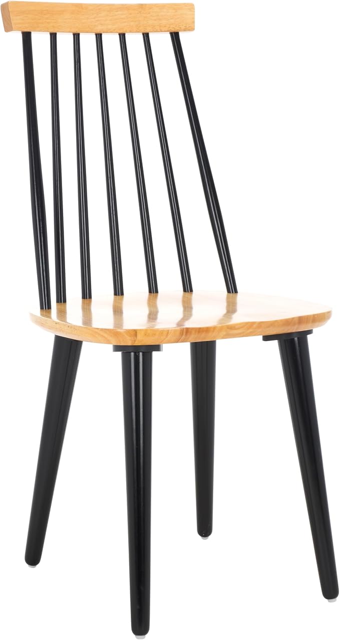 SAFAVIEH Home Collection Burris Natural/Black Windsor Spindle Solid Wood Side by SAFAVIEH