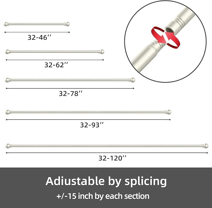 GXOACKJ Curtain Rods for windows 66-120 inch, 5/8 inch Decorative Nickel - Image 6