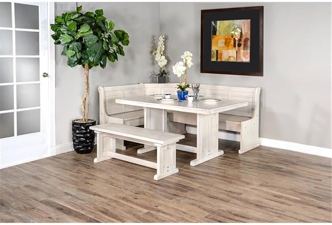 Pemberly Row 75" x 56" Farmhouse Wood Breakfast Nook Set - Image 2
