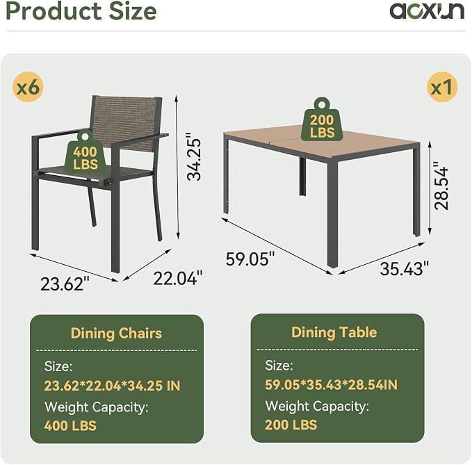 Aoxun 8-Piece Patio Table and Chairs Set & 15ft Patio Umbrella - Image 3