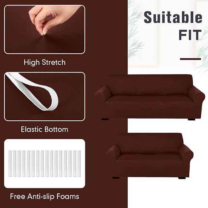 Peryiter 2 Pcs Sofa Covers Couch and Loveseat Covers Set Stretch Sofa Slipcover - Image 5