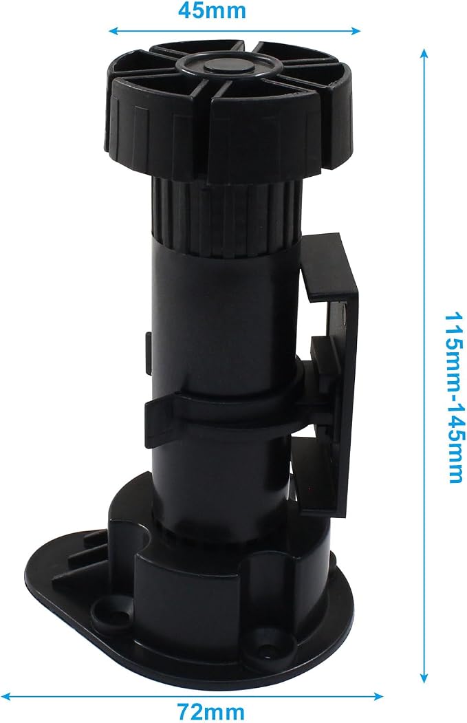 Jiozermi 4 Pack Black Plastic Cabinet Legs, Adjustable Furniture Feet - Image 2