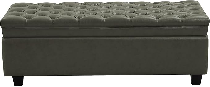 WUTUTUEE 50" Faux Leather Storage Ottoman Bench, End of Bed Upholstered by WUTUTUEE