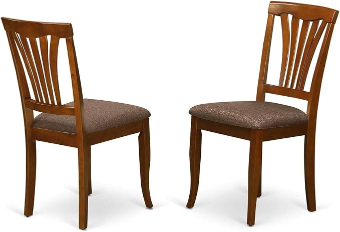 East West Furniture Avon 36" Linen Dining Chairs in Saddle Brown by EastWestFurniture