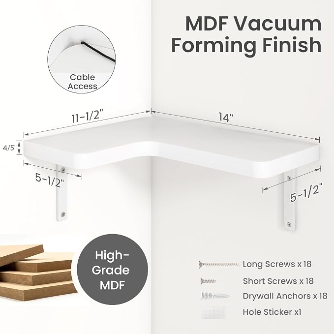 Venusmiles Corner Floating Shelves Set of 4, Wall Mounted L-Shaped Storage - Image 2