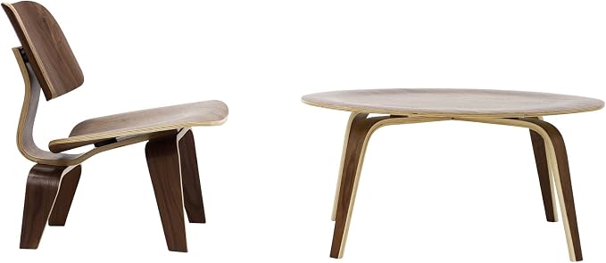 Modway Fathom Mid-Century Molded Plywood Lounge Accent Chair and Coffee Table - Image 2