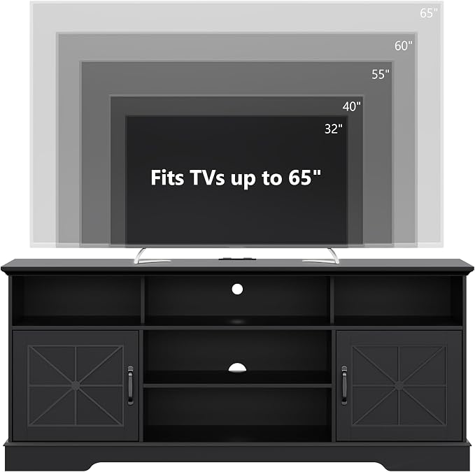 Xixini Farmhouse TV Stand for 65/60/55 Inch Tvs, Rustic Entertainment Center - Image 2