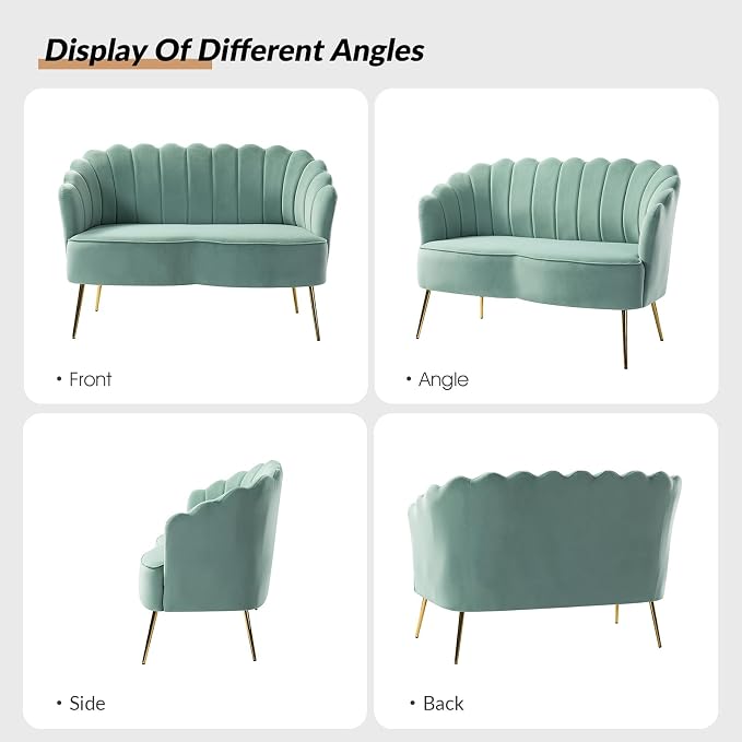 HULALA HOME Modern Velvet Loveseat Sofa - Image 3