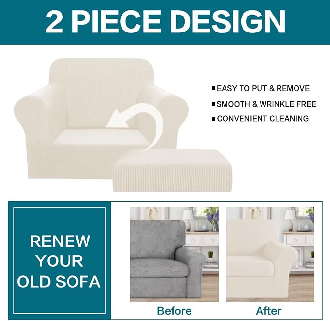 Turquoize 2 Piece Chair Covers Armchair Slipcovers - Image 4