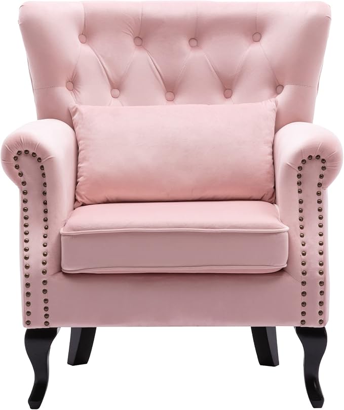 Mid Century Accent Chair for Living Room, Velvet Button Tufted Armchair by DMFurniture