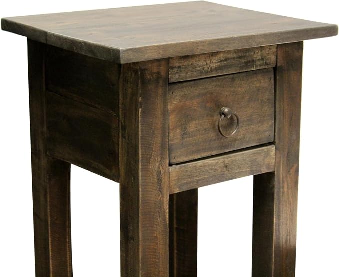Pemberly Row Cottage Narrow Wood Side Table, Raftwood Brown and Antique Iron - Image 5