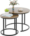 Garden 4 you Nesting Coffee Table, 23.6" Round Coffee Table Set of 2, Wooden by Garden4you