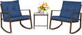 SUNCROWN 3 Piece Outdoor Rocking Bistro Set Brown Wicker Furniture Porch Chairs by HOME
