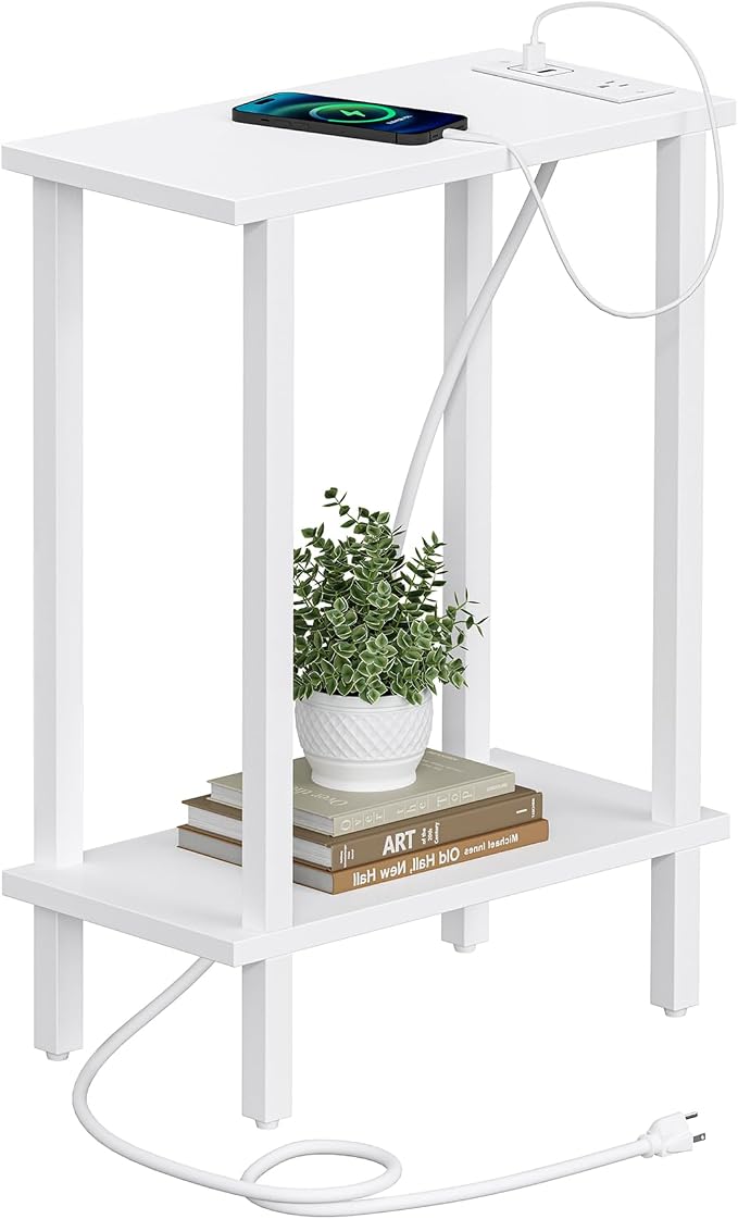 TUTOTAK Small End Table with Charging Station, Narrow Side Table with USB Ports by ChoosetutotakFurnitureBuildYourCozyHome