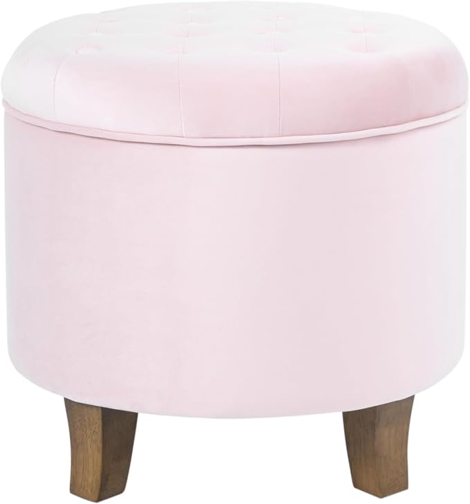 HomePop by Kinfine Fabric Upholstered Round Storage Ottoman - Image 4