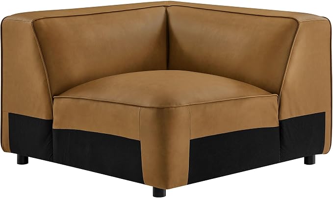 Modway Auren Vegan Leather Corner Modular Chair in Camel - Image 6