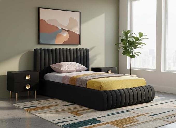 Meridian Furniture NicoBlack-T Nico Collection Modern | Contemporary Velvet - Image 2