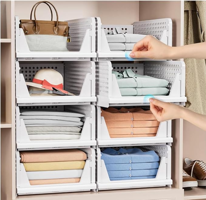 4 Pack Stackable Closet Storage Basket - Image 6