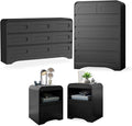 4 Piece Bedroom Set, Dresser and Nightstand Sets, Modern Wooden Large 9 Drawers by SOLACEFURNITURE