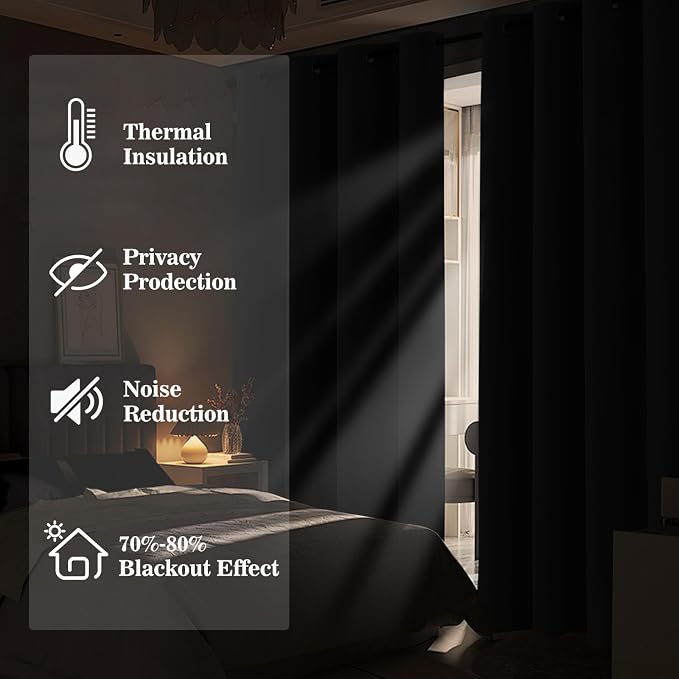 Yakamok Blackout Ombre Dark Green and Black Curtains-Gradient Room Darkening - Image 4