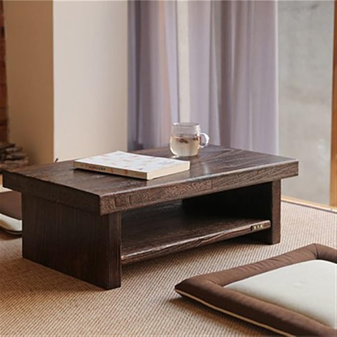 Side Table Asian Antique Furniture Japanese Floor Tea Table Rectangle Living - Image 6