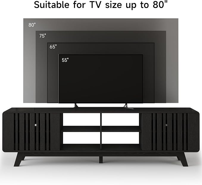 ONBRILL 70-Inch TV Stand for TVs up to 80 Inch, Mid-Century Modern Television - Image 4