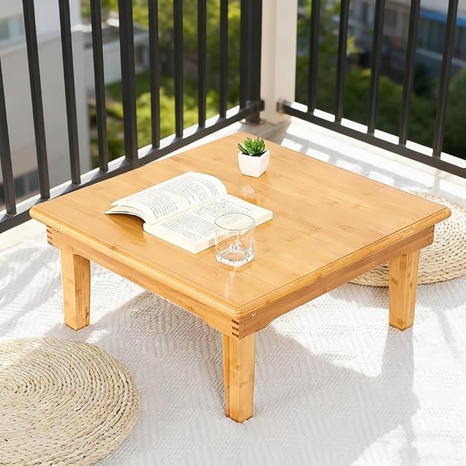 Folding Table, Japanese-Style Household Square Bamboo Tables, Computer Table - Image 3