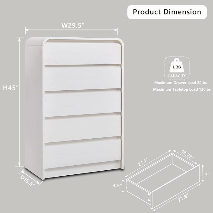 Aitjunz Modern 5 Drawers Dresser - Image 2