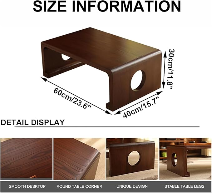Japanese Floor Table, Japanese Coffee Table, Retro Japanese Wooden Table - Image 2