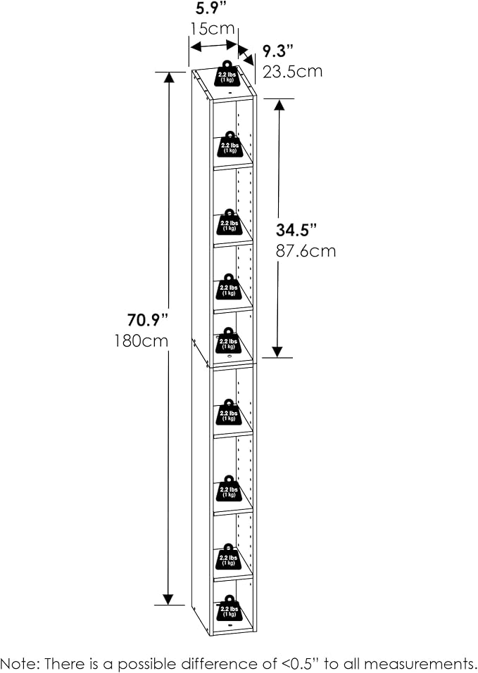 Furinno Fulda Book Shelf, 8-Tier Bookshelf, Bookcase - Image 2