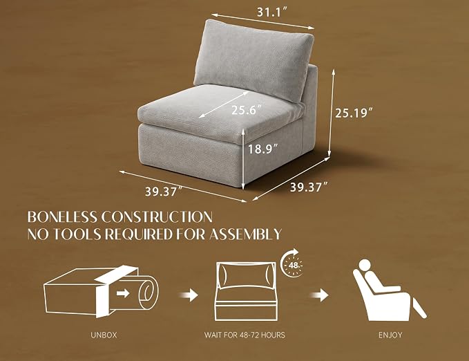 ohllob Middle Back for Cloud Sectional Couches Living Room - Image 2