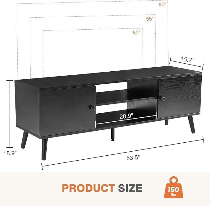 Sweetcrispy TV Stand for 55 60 inch TV, Modern Mid Century Entertainment Center - Image 2
