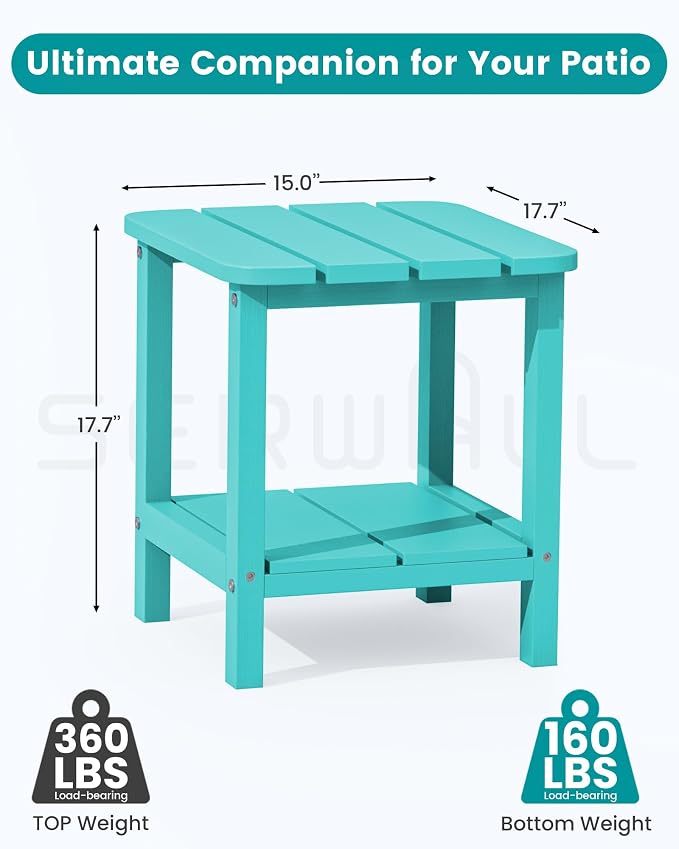 SERWALL Double Adirondack Side Table End Table Set of 4- Tiffany - Image 2