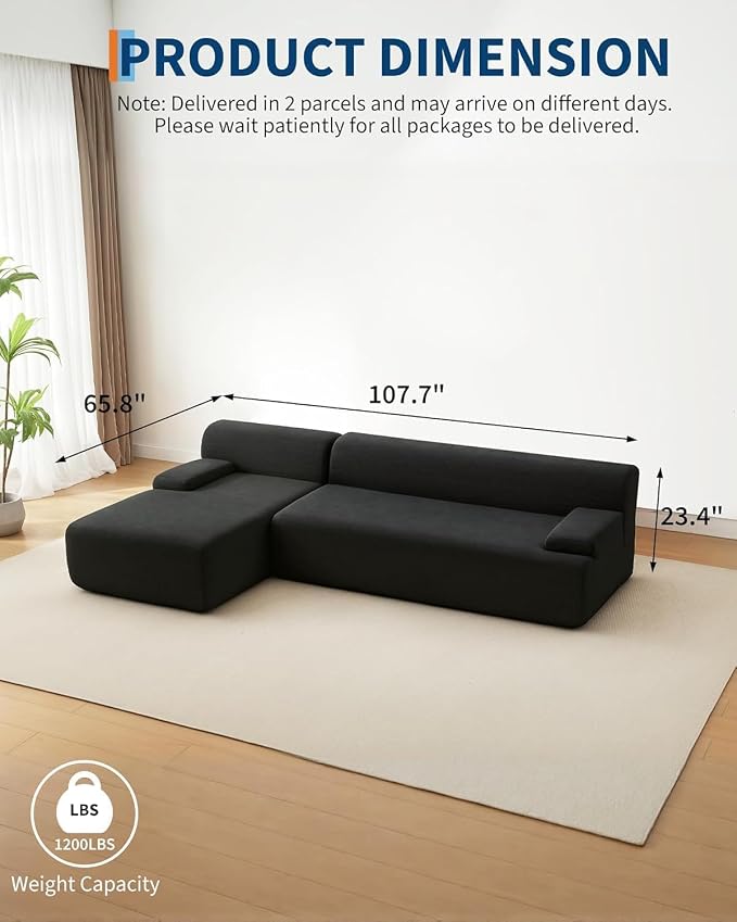 108" Sectional Couches for Living Room, Modular Sectional Sofa - Image 3