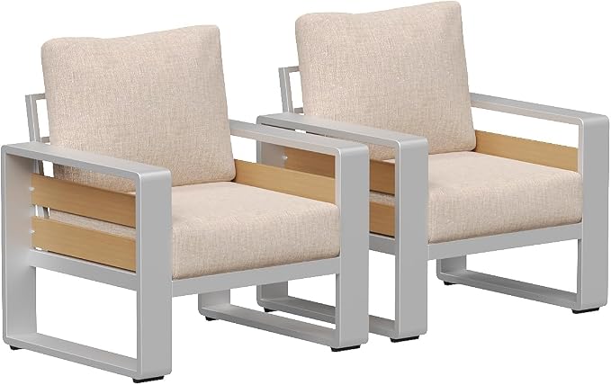 Aoxun Aluminum Outdoor Patio Furniture Set, 2 Seats Metal Sectional Patio by Aoxun