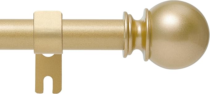 Gold Curtain Rod for Windows 48 to 84 or 88 Inch, 5/8 Inch Diameter Adjustable by Poskena
