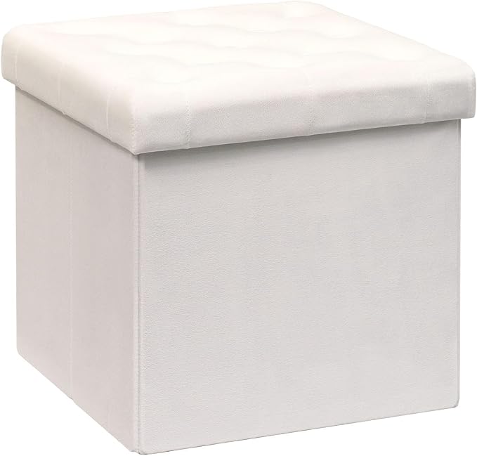 B FSOBEIIALEO Storage Ottoman Velvet Tufted Folding Ottomans Footstool Rest Seat by BFSOBEIIALEO
