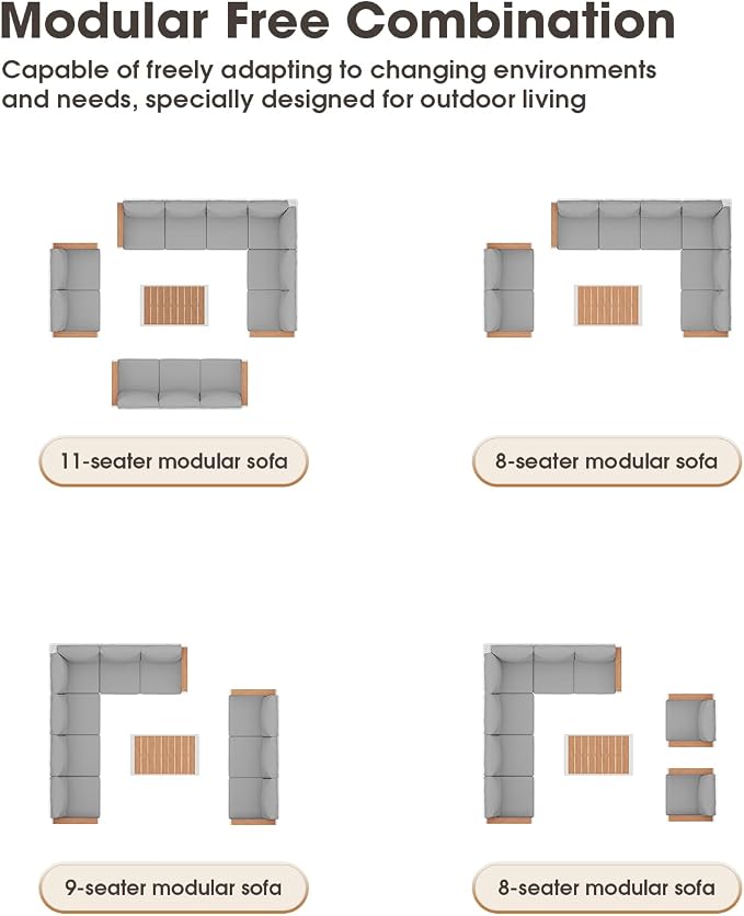 Aluminum Outdoor Patio Furniture Set, 11 Seats Patio Conversation Sets - Image 5