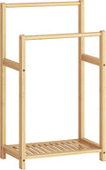 HOOBRO Freestanding Towel Rack for Bathroom, 2 Tier Decorative Bamboo Blanket by HOOBRO