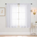 White Window Sheer Curtains 45 Inches Length, Voile Short Curtains by Home