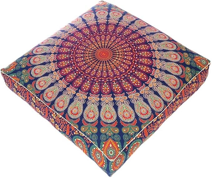 Mandala Floor Pillow Cover Meditation Cushion Seating Throw Hippie Round by EyesofIndia