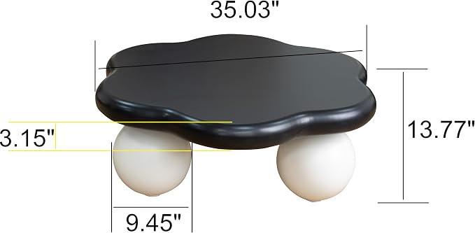 35.03" Cloud Coffee Table for Living Room Unique Coffee Table Modern Low Coffee - Image 2