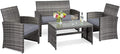 Tangkula 4 Pieces Patio Wicker Conversation Furniture Set, Patiojoy Sofa & by TANGKULA