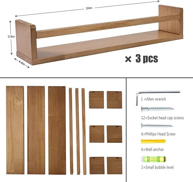 AZSKY Light Walnut Floating Shelves - Image 3