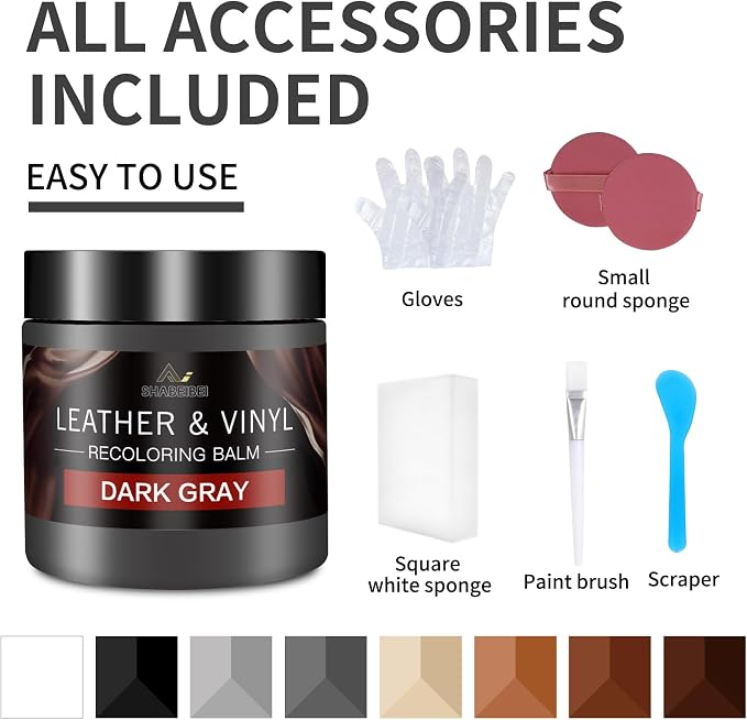 Leather Recoloring Balm and Scratch Repair Kit, Dark Gray Leather Restorer - Image 6