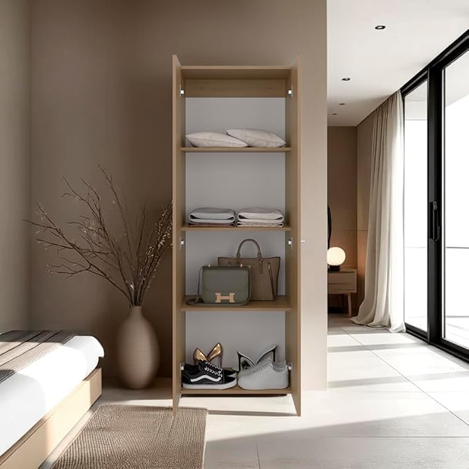 Soham Closet System Eco-Friendly Bedroom Organizer in Macadamia Finish - Image 2