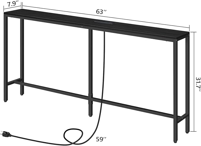 MAHANCRIS Console Table with Power Outlet, Industrial Entryway Table with USB - Image 3
