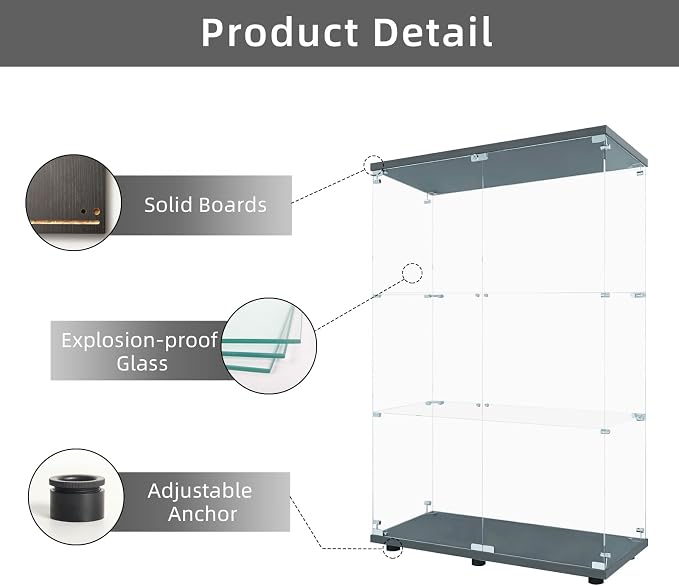 LFT HUIMEI2Y Glass Display Cabinet 3-Shelf - Image 4