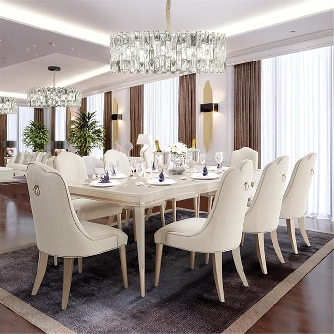 MICHAEL AMINI Malibu Crest 9-Piece Engineered Wood Dining Set in Blush - Image 2